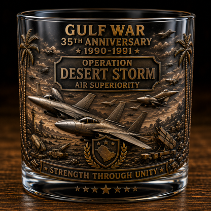 Gulf War 35th Anniversary Commemorative Whiskey Glass – Raised Tribute Barware