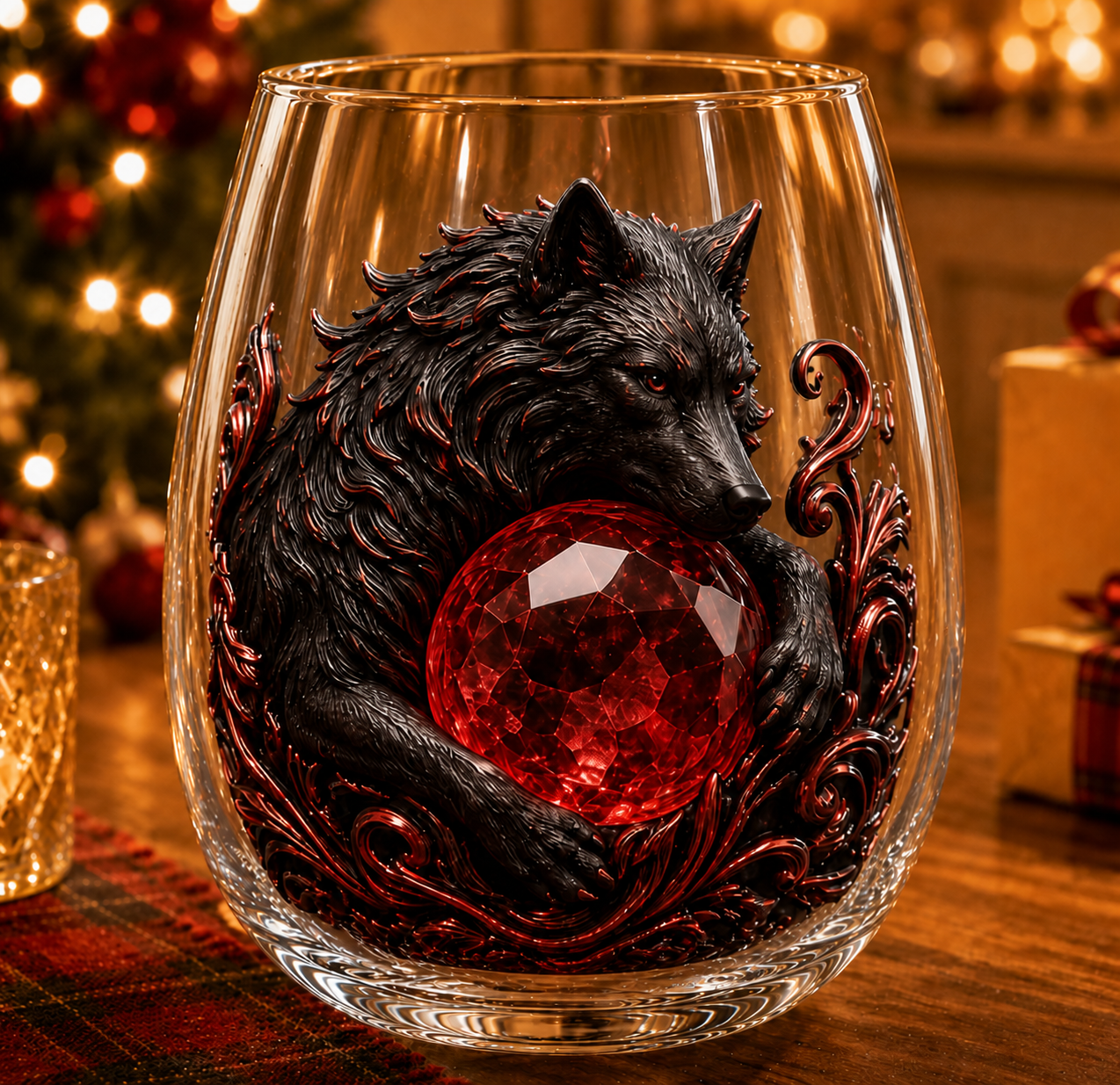 🐺🌙 3D Mythic Moon Wolf Glass Art Cup | Luxury Raised Fantasy Glassware for Whiskey, Home Bar Décor & Legendary Gifts 🎁