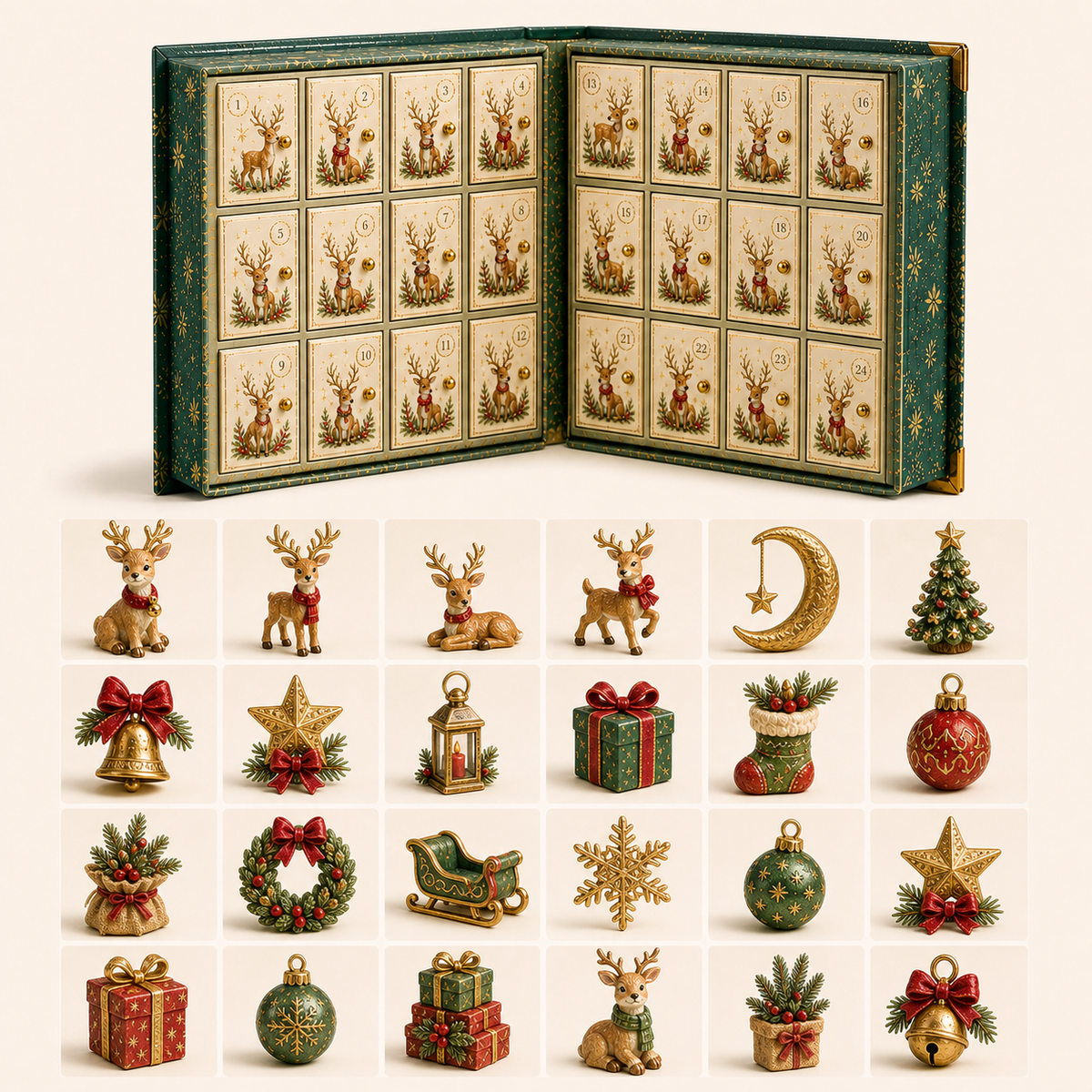 🎄 Merry Menagerie: 24 Days of Tiny Christmas Joy | Animal Miniature Countdown Box – 6 Collector Editions