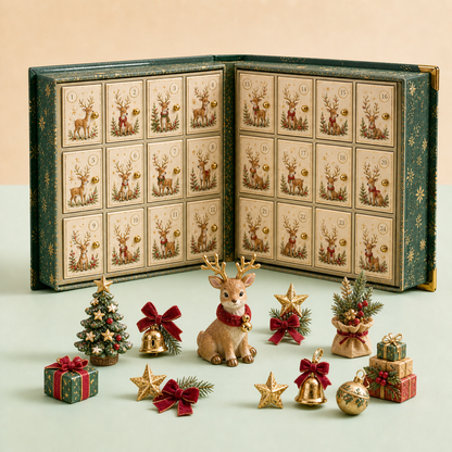🎄 Merry Menagerie: 24 Days of Tiny Christmas Joy | Animal Miniature Countdown Box – 6 Collector Editions