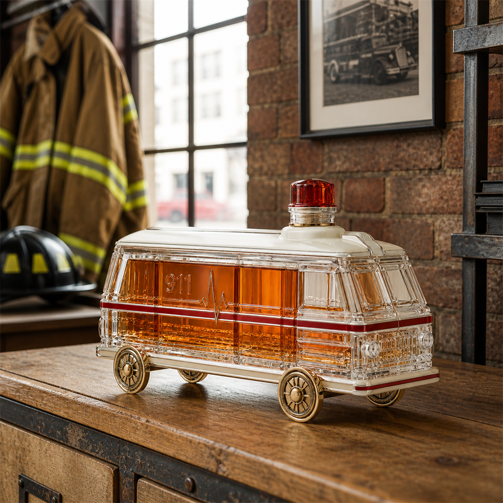 🚑🥃 911 Emergency Rescue Ambulance Whiskey Decanter – First Responder Tribute Collector Bottle