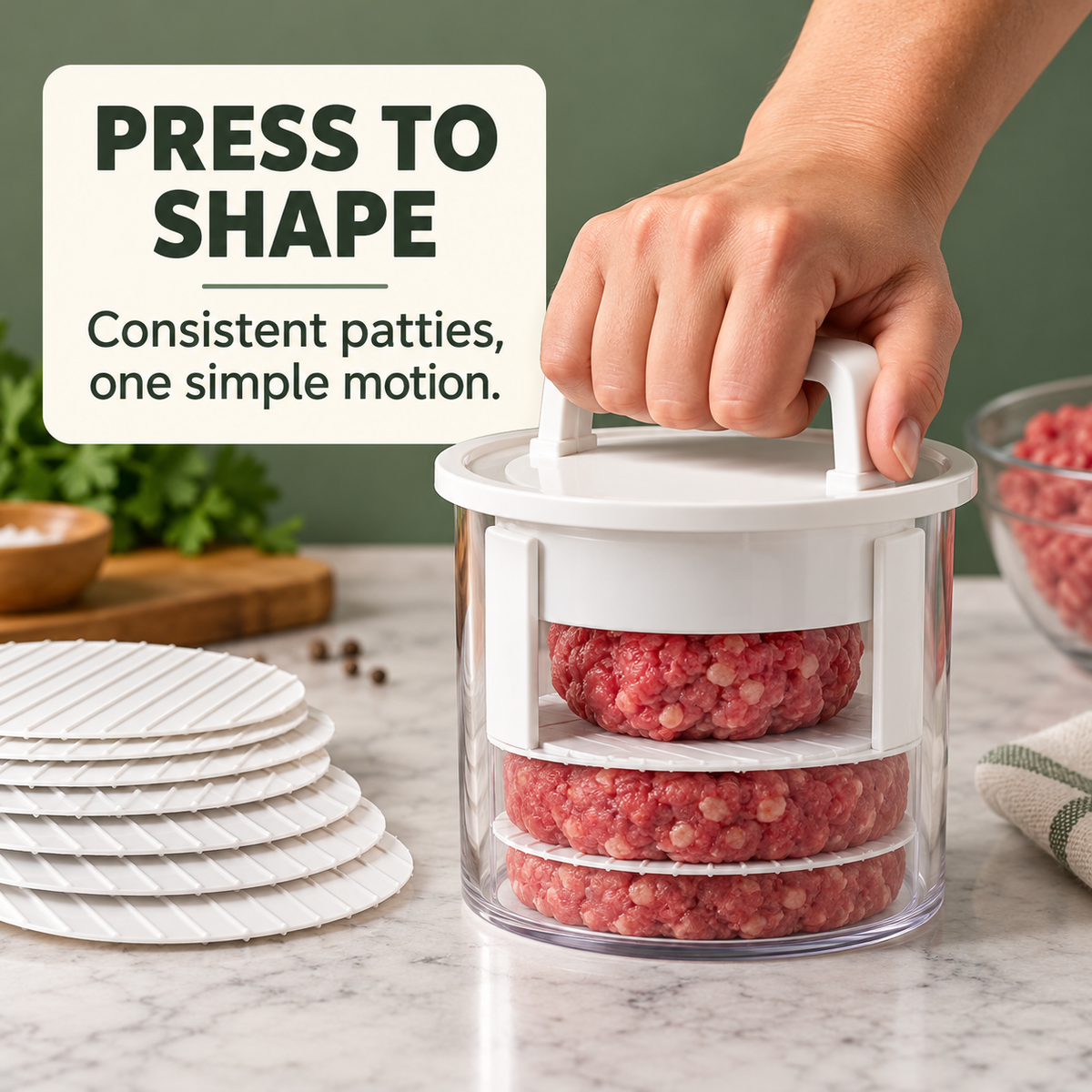 Press to shape burger patties