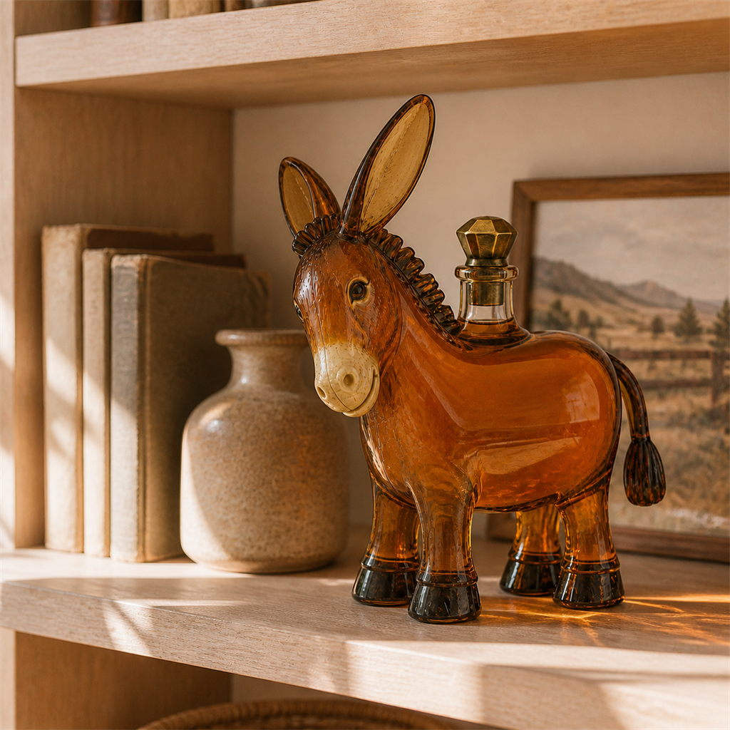 🫏 Rustic Donkey Whiskey Decanter – Farmhouse Animal Glass Bottle