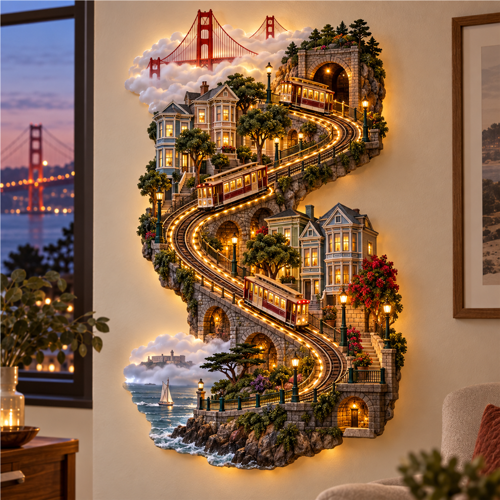 American City Transit Trail Light – Illuminated 3D Skyline Wall Décor