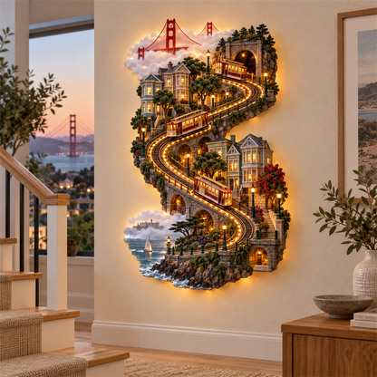 American City Transit Trail Light – Illuminated 3D Skyline Wall Décor