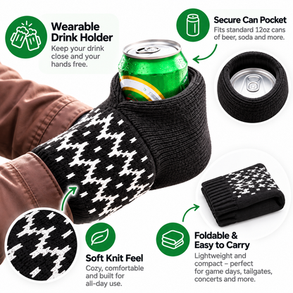 Game-Day Knit Can Cozy 🥤 – Hands-Free Wearable Drink Holder
