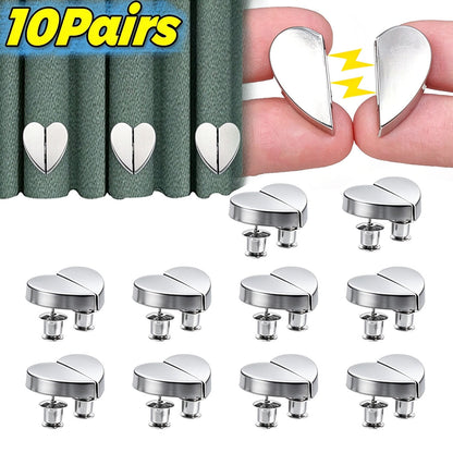 10-Pack Heart-Shaped Curtain Clips 💕 – Magnetic Decorative Tiebacks