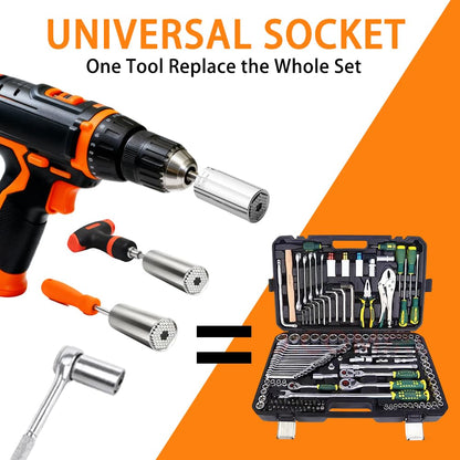 Self-Adjusting Universal Socket 🔩 – 7–19mm with Power Drill Adapter