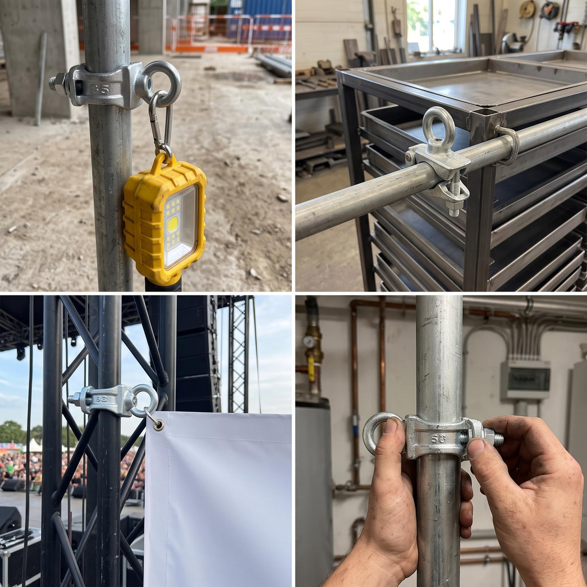 🏗️ Heavy-Duty Scaffolding Pipe Clamp – Galvanized 48mm Hanging Bracket