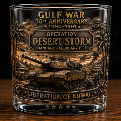Gulf War 35th Anniversary Commemorative Whiskey Glass – Raised Tribute Barware