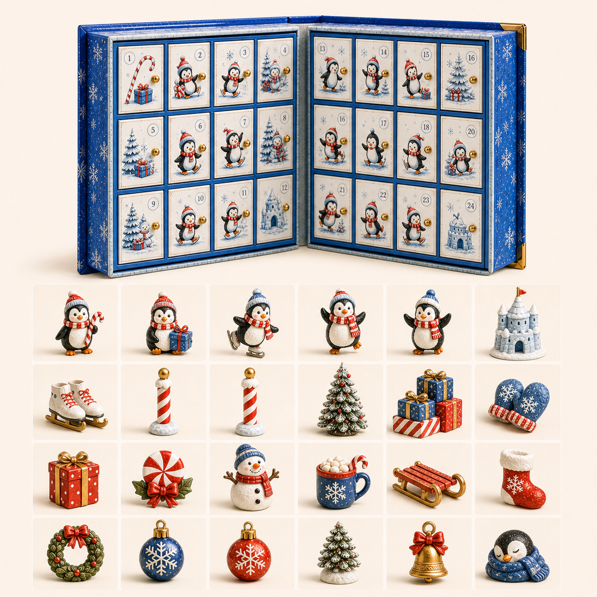 🎄 Merry Menagerie: 24 Days of Tiny Christmas Joy | Animal Miniature Countdown Box – 6 Collector Editions