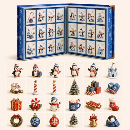 🎄 Merry Menagerie: 24 Days of Tiny Christmas Joy | Animal Miniature Countdown Box – 6 Collector Editions