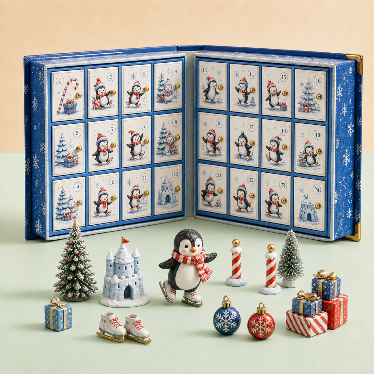 🎄 Merry Menagerie: 24 Days of Tiny Christmas Joy | Animal Miniature Countdown Box – 6 Collector Editions