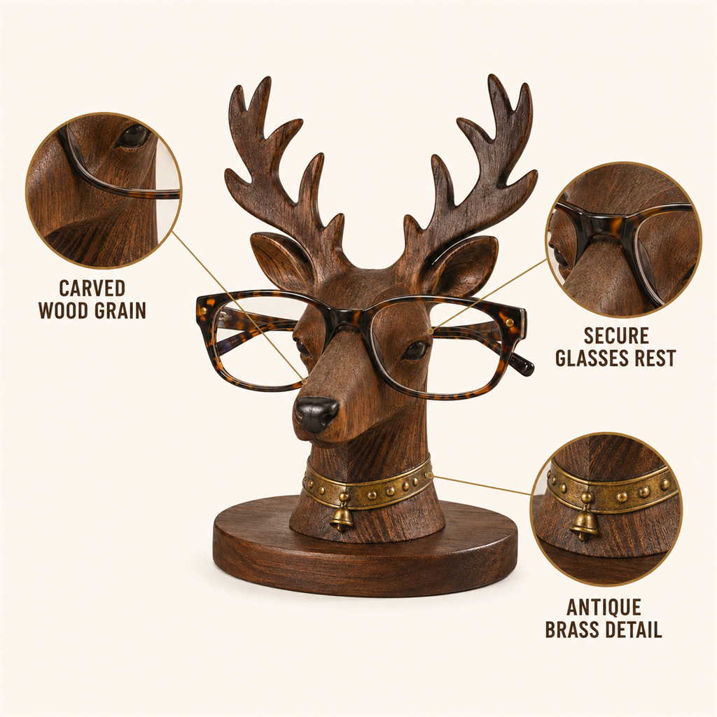 🦌😂 “Where Are My Glasses?” Deer Holder – Rustic Stag Eyeglass Stand