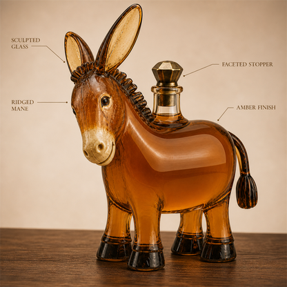 🫏 Rustic Donkey Whiskey Decanter – Farmhouse Animal Glass Bottle