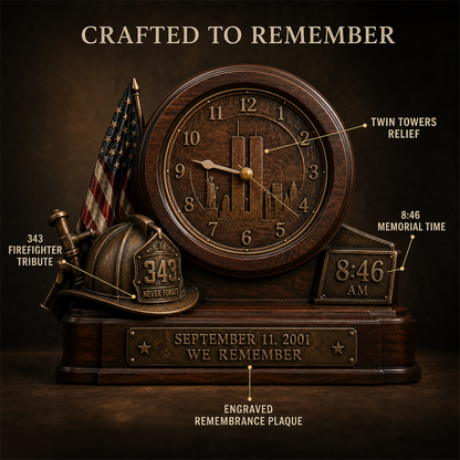 🇺🇸 9/11 “We Remember” Memorial Clock – 343 Firefighter Tribute