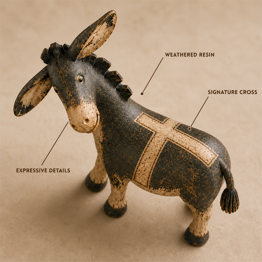 🫏✝️ Faithful Donkey Keepsake – Rustic Christian Home Décor & Meaningful Gift