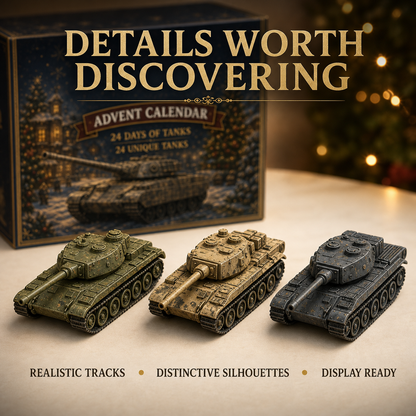 Last Day 50% OFF-🪖 24 Days of Tanks Advent Calendar – 24 Unique Tanks, 24 Days of Armored Legends 🎄