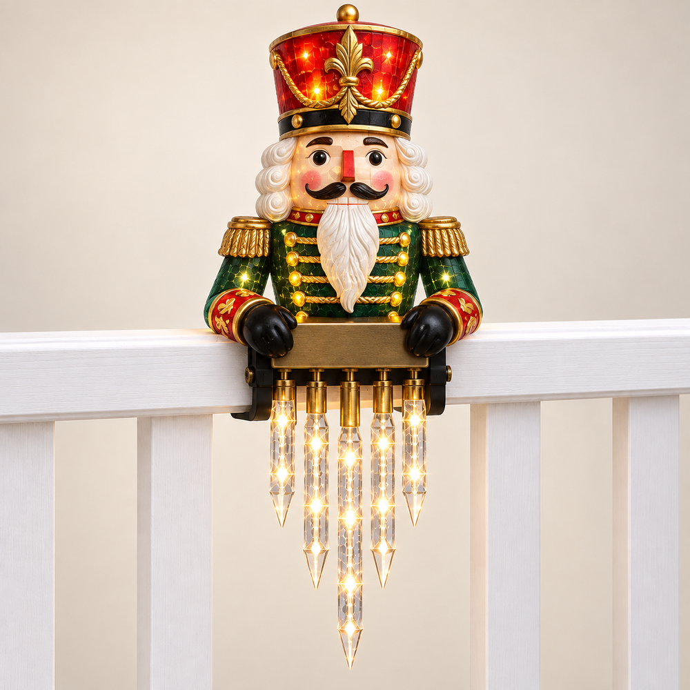 Nutcracker Christmas character icicle railing light