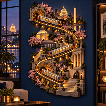 American City Transit Trail Light – Illuminated 3D Skyline Wall Décor