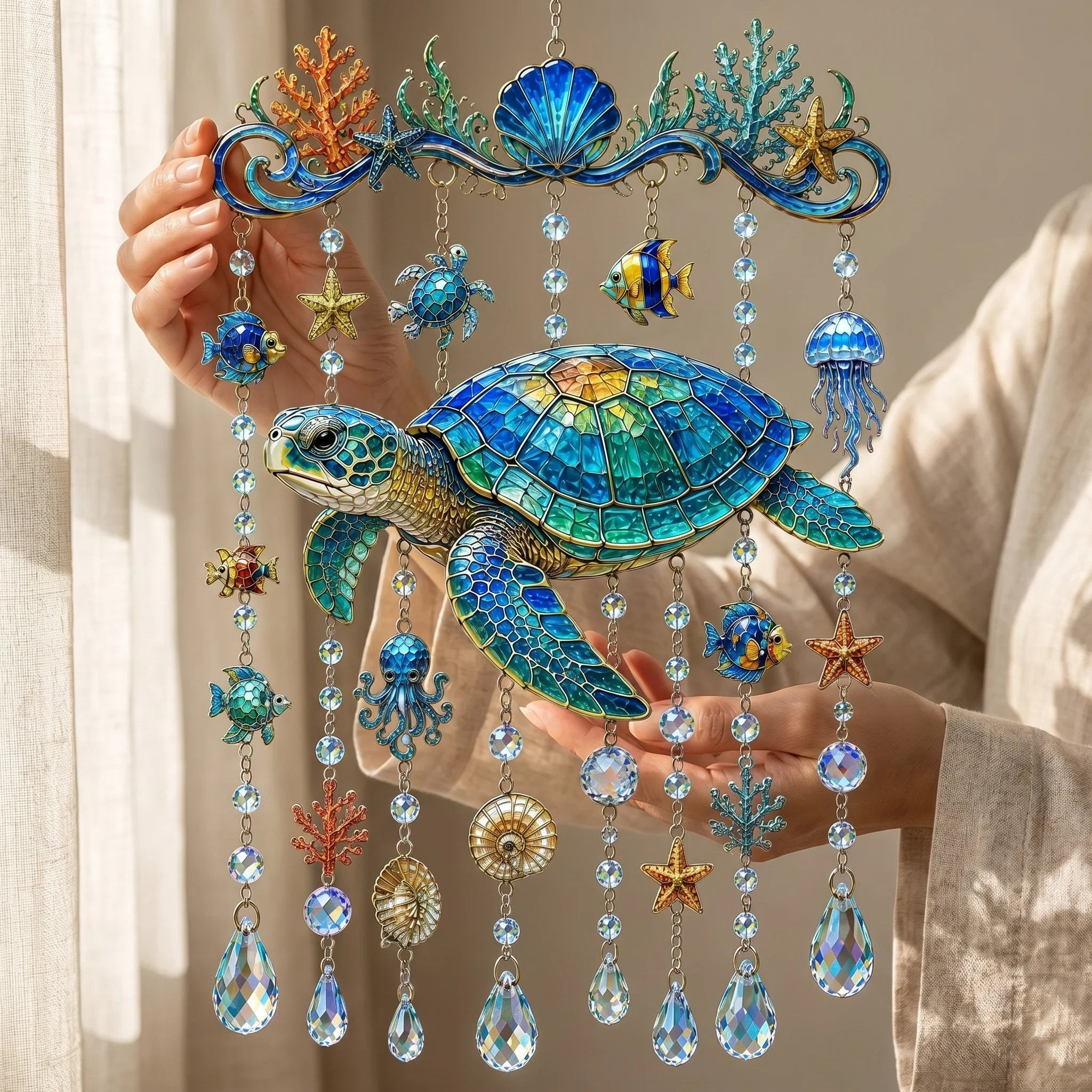 🐬 49% OFF Today | Crystal Ocean Wind Chime ✨ Coastal Hanging Decor for Garden, Porch & Yard