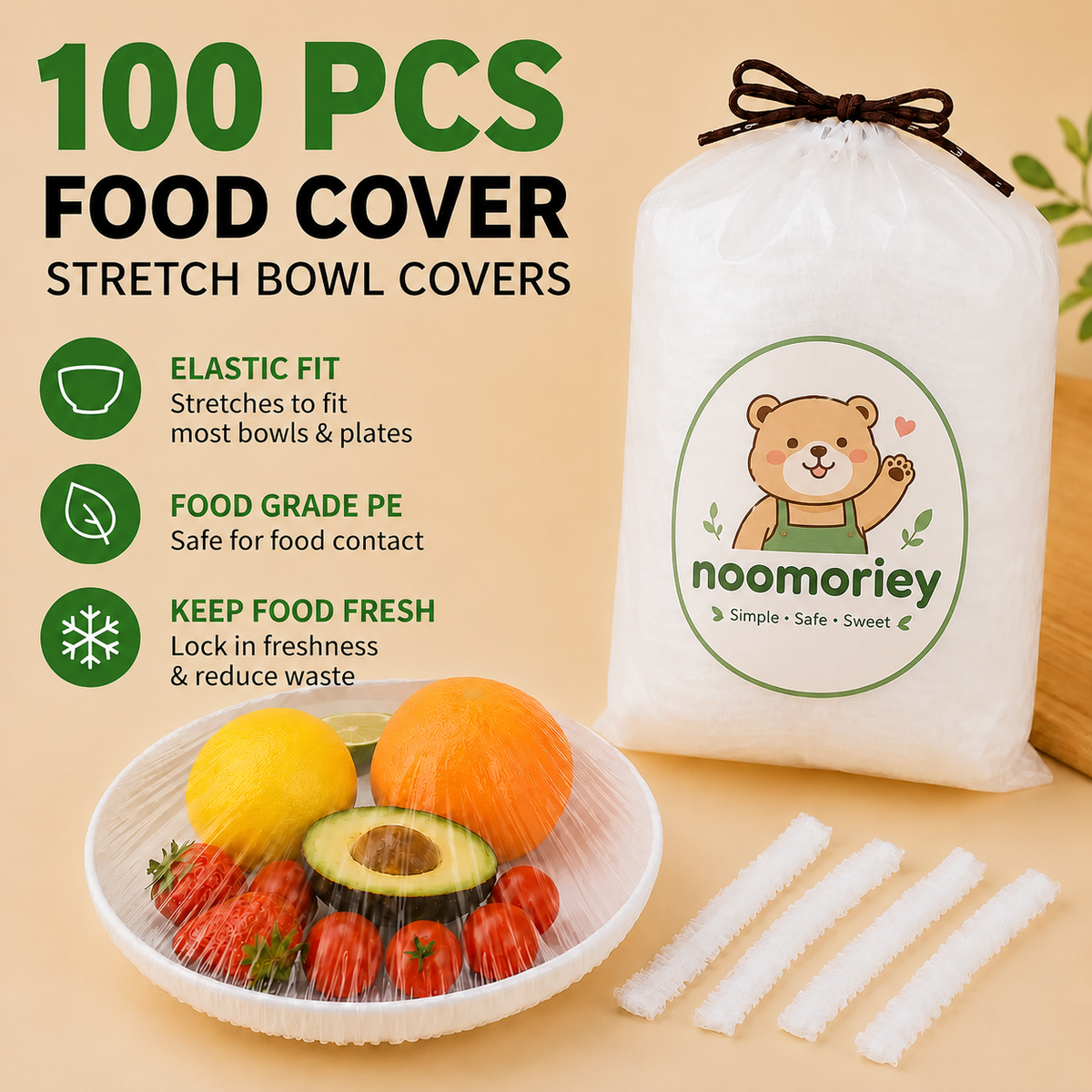 🍽️✨ 100PCS Stretch Food Covers – Quick, Easy & Mess-Free Freshness