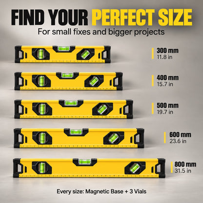 Heavy-Duty Magnetic Spirit Level 🧰 Precision Aluminum Tool in 5 Sizes