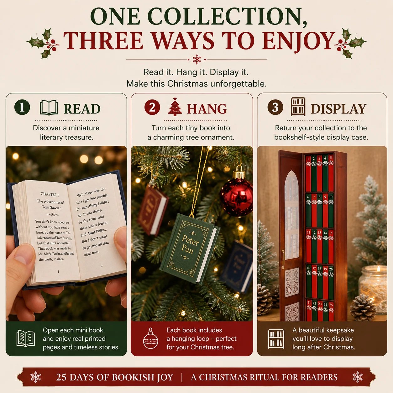 📚 25-Day Mini Book Advent Calendar – 🎁 ❤️ A Book Lover's Christmas Countdown(📦Buy 2 Free Shipping)