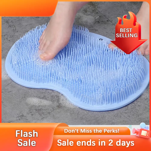 Silicone Shower Foot Scrubber Mat with Suction Grip for Exfoliating and Refreshing Feet – Blue 🧼💙
