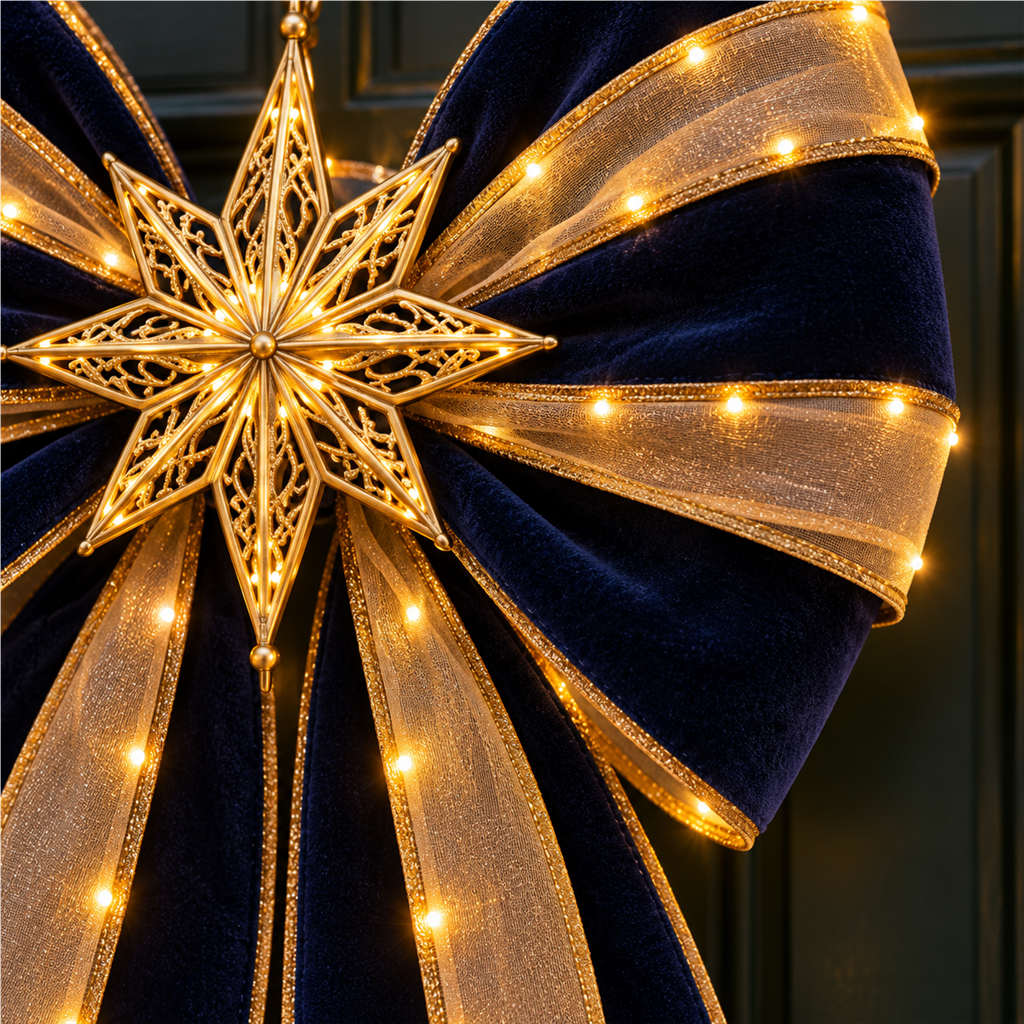✨ Oversized Light-Up Christmas Door Bow | 6 Festive Styles