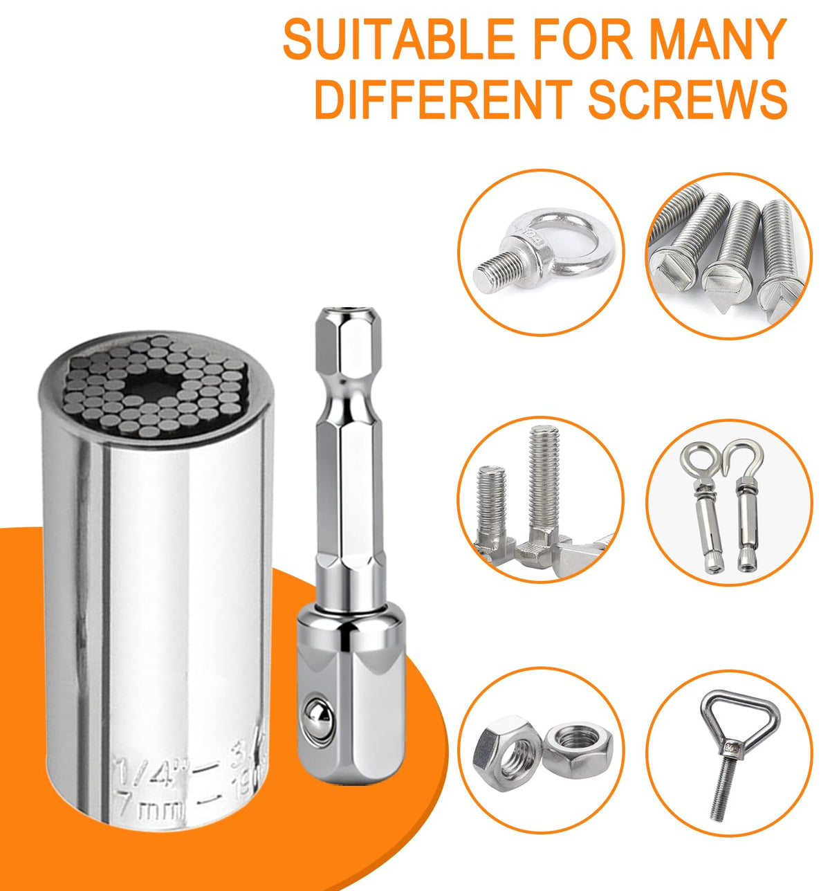 Self-Adjusting Universal Socket 🔩 – 7–19mm with Power Drill Adapter