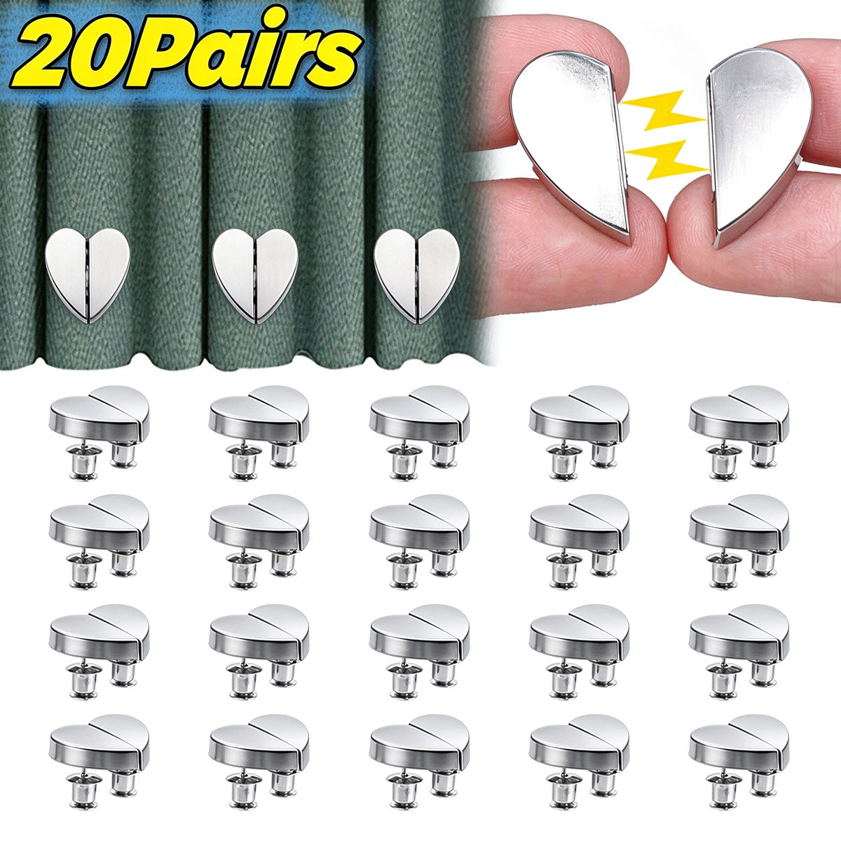 10-Pack Heart-Shaped Curtain Clips 💕 – Magnetic Decorative Tiebacks