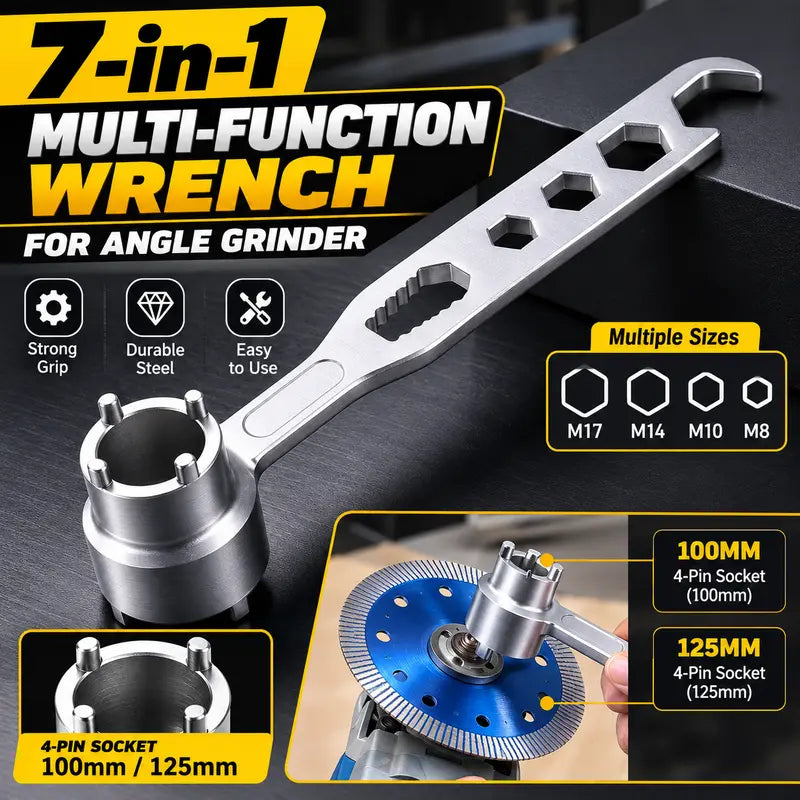 ⚙️ 4-Prong Adjustable Grinder Wrench – Single & Double-Ended Options