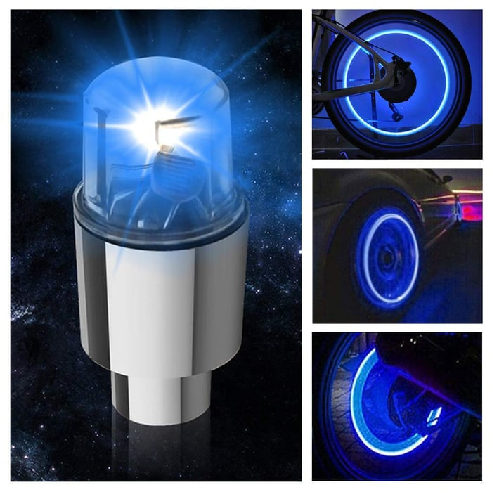 🚗💡 Waterproof LED Tire Valve Cap Lights – Light Up Your Wheels After Dark