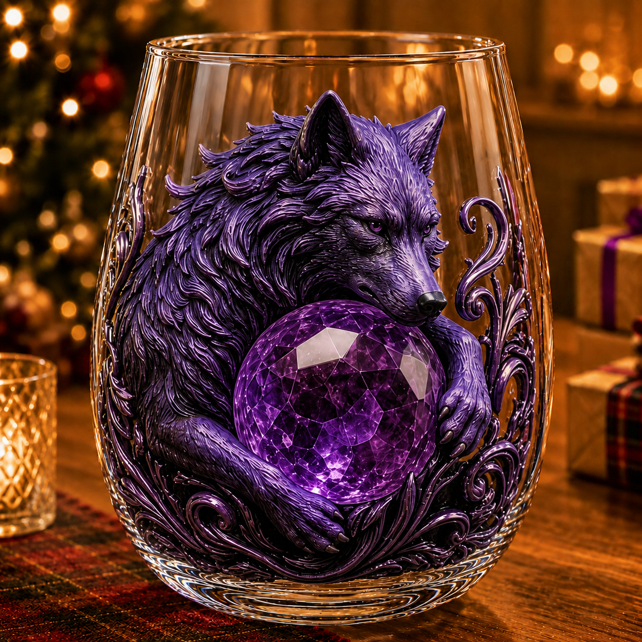 🐺🌙 3D Mythic Moon Wolf Glass Art Cup | Luxury Raised Fantasy Glassware for Whiskey, Home Bar Décor & Legendary Gifts 🎁