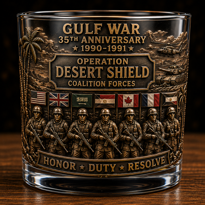 Gulf War 35th Anniversary Commemorative Whiskey Glass – Raised Tribute Barware