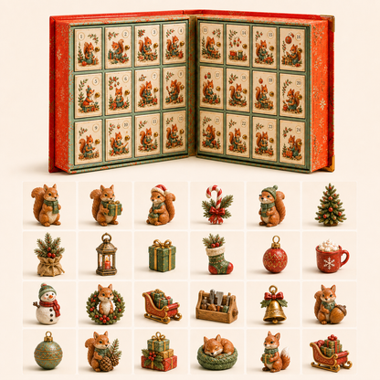 🎄 Merry Menagerie: 24 Days of Tiny Christmas Joy | Animal Miniature Countdown Box – 6 Collector Editions