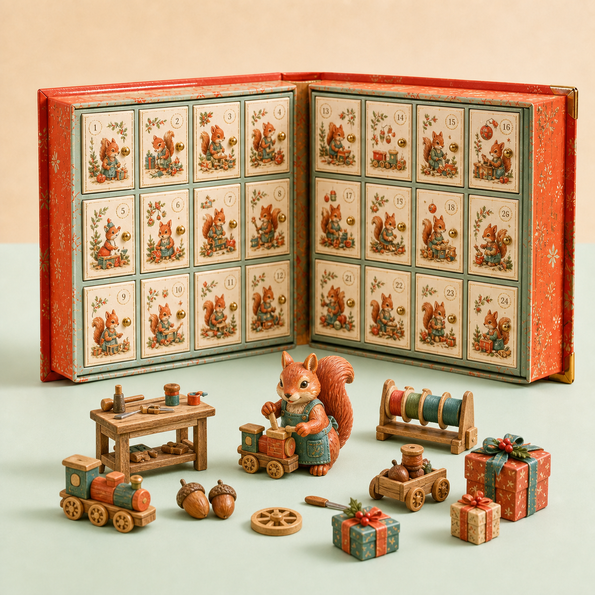 🎄 Merry Menagerie: 24 Days of Tiny Christmas Joy | Animal Miniature Countdown Box – 6 Collector Editions