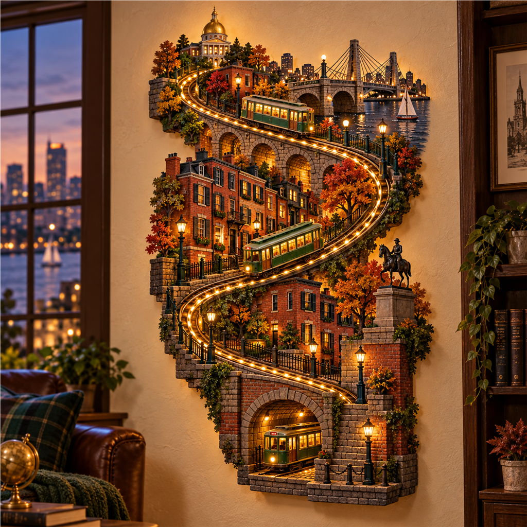 American City Transit Trail Light – Illuminated 3D Skyline Wall Décor