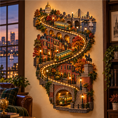 American City Transit Trail Light – Illuminated 3D Skyline Wall Décor