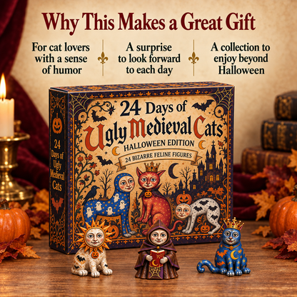 🐈🎃 24 Days of Ugly Medieval Cats – Halloween Advent Calendar with 24 Bizarre Cat Figures