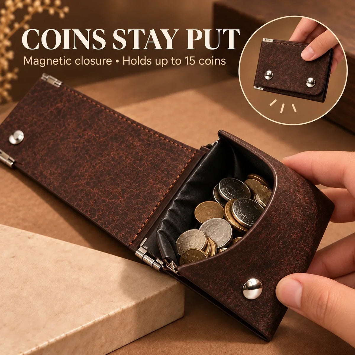 👜 Retro Trifold Wallet – Compact Design with Easy-Access Coin Pocket