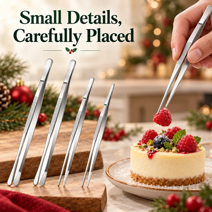 4-Piece Kitchen Tweezer Set ✨ – 10" & 12" Stainless Steel Tongs