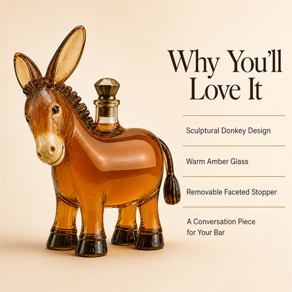 🫏 Rustic Donkey Whiskey Decanter – Farmhouse Animal Glass Bottle