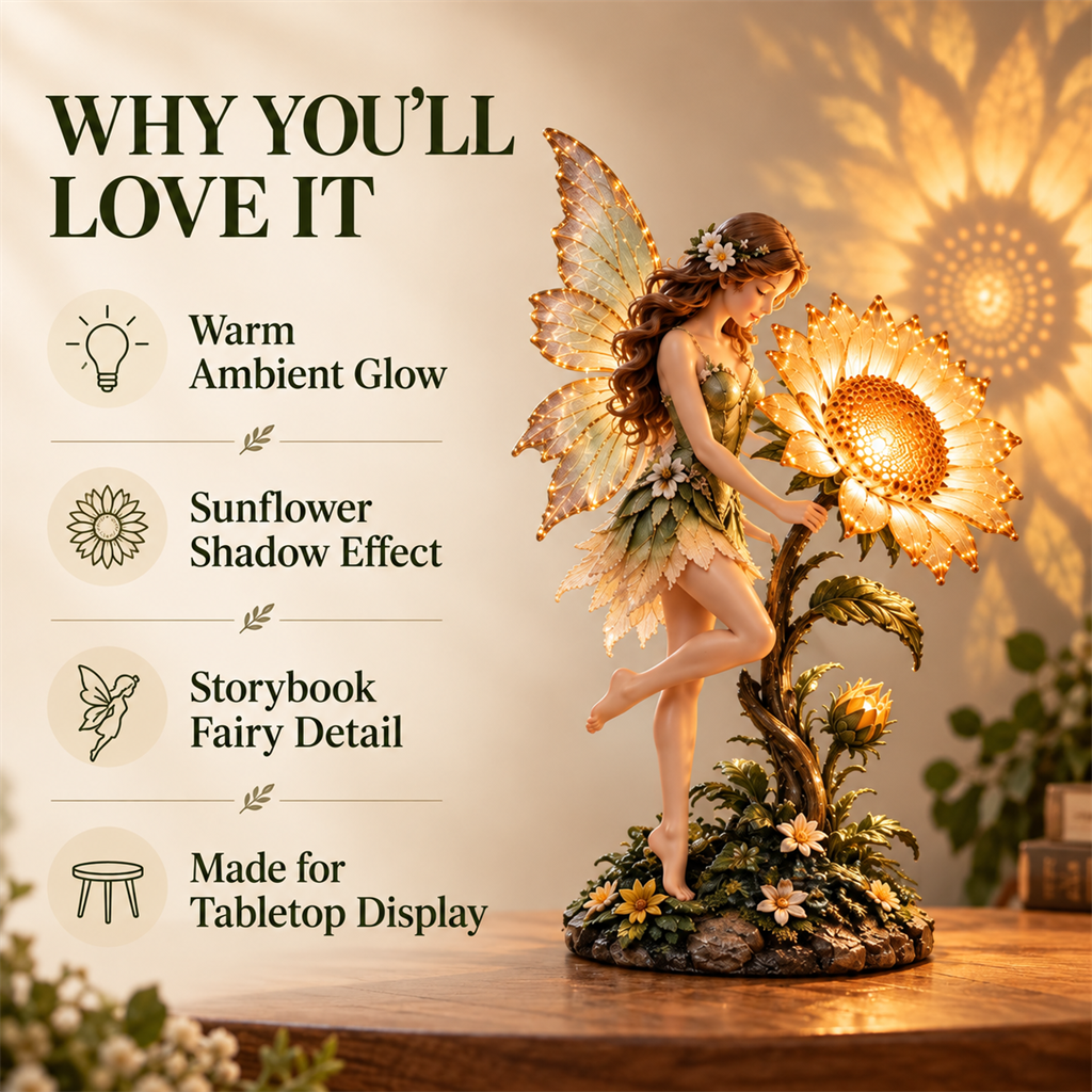 🧚🌻 Enchanted Sunflower Fairy Light – Whimsical Garden Fairy LED Figurine