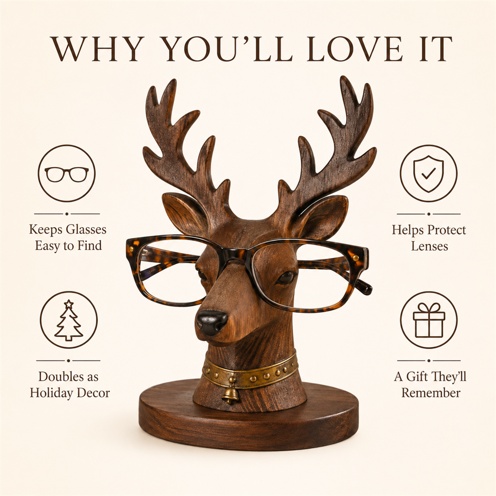 🦌😂 “Where Are My Glasses?” Deer Holder – Rustic Stag Eyeglass Stand