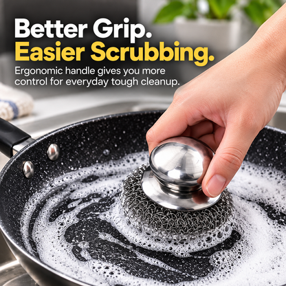 Stainless Steel Pot Scrubbers 🧽 – 2-Piece Heavy-Duty Kitchen Cleaning Brush Set
