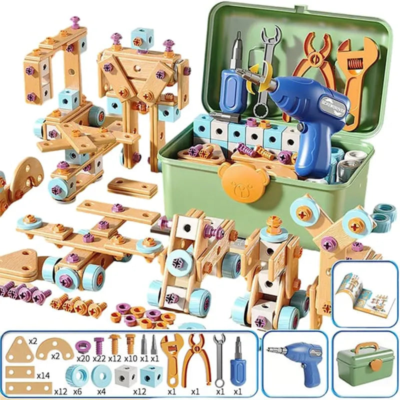 🔧🧒 Children's Educational DIY Tool Kit – STEM building set with electric drill, 124+ pcs & storage box. Encourages creativity, logic & fine motor skills – perfect for little builders! 🛠️✨