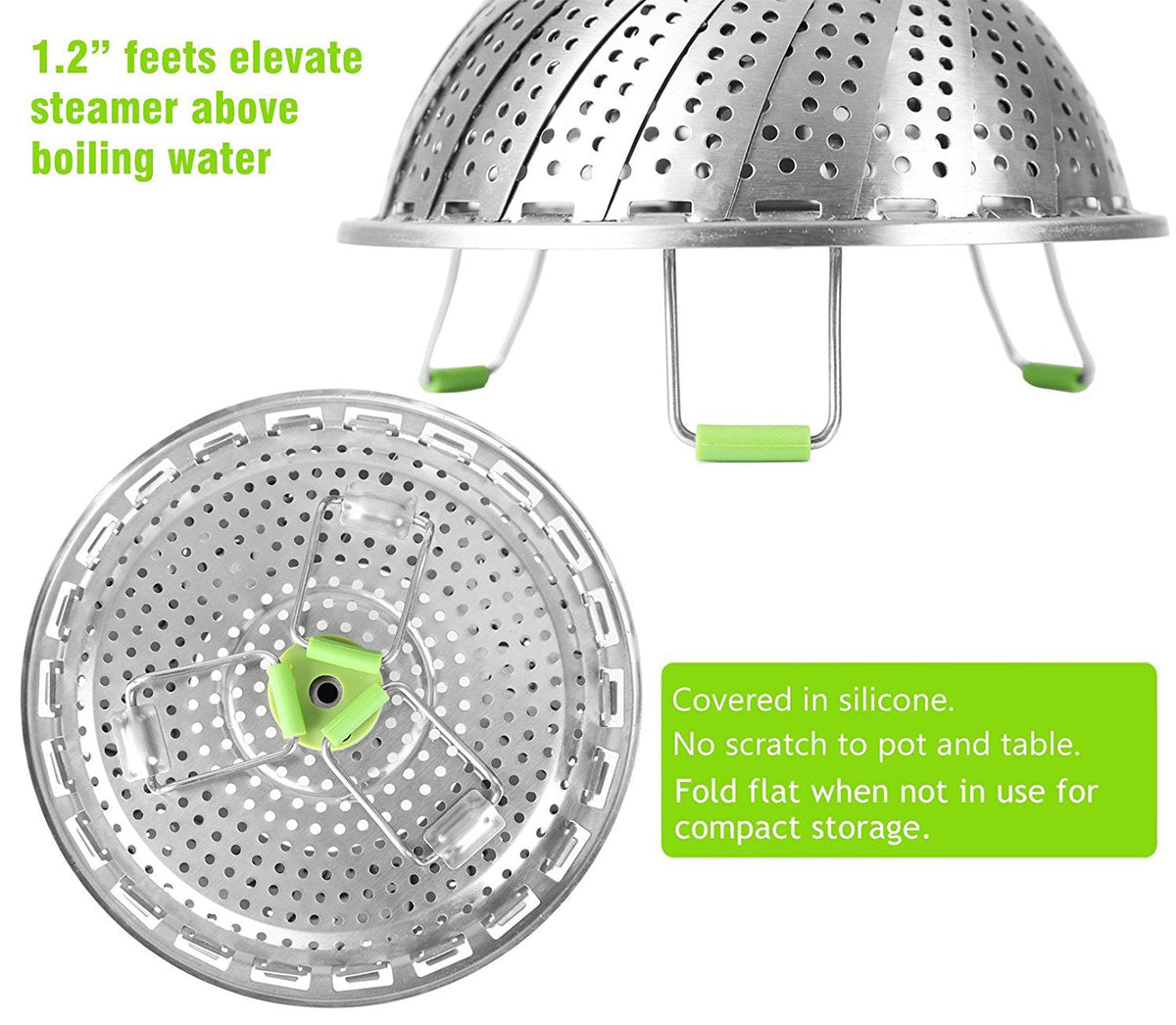 Expandable Vegetable Steamer Basket 🥦 – Stainless Steel Insert with Extendable Handle