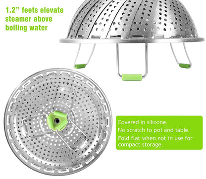 Expandable Vegetable Steamer Basket 🥦 – Stainless Steel Insert with Extendable Handle
